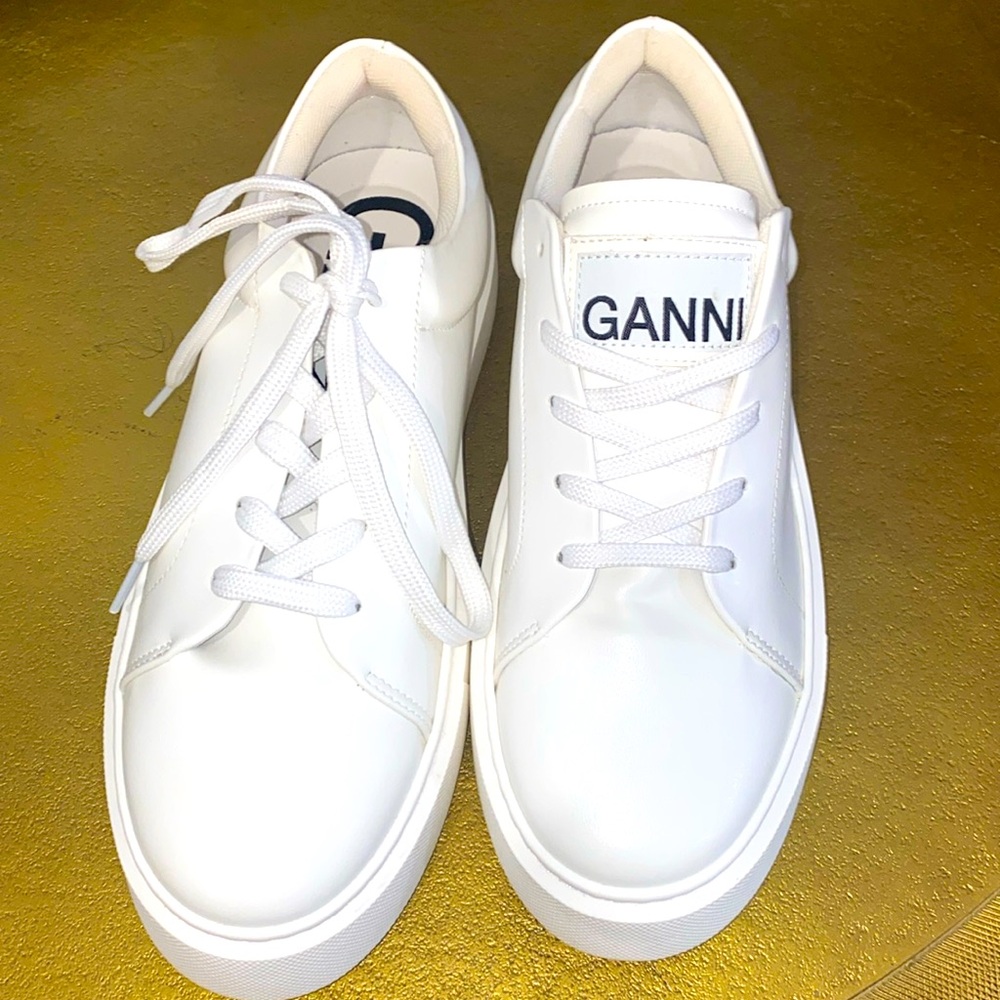 New! GANNI Sporty Mix‎ Cupsole Sneakers Eco Friendly Womens Sz 10 / 41 | Egret